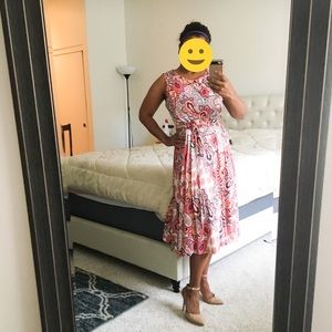 Coral paisley print dress